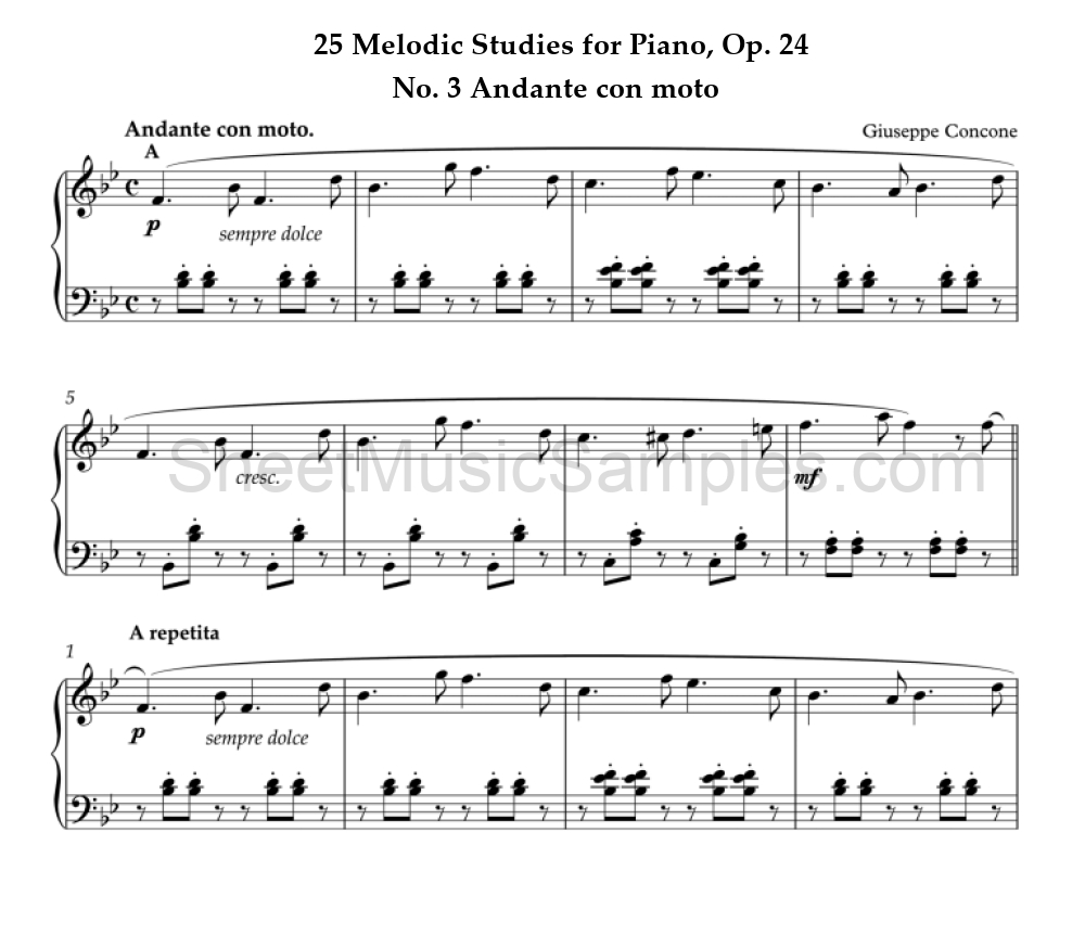 25 Melodic Studies for Piano, Op. 24 - No. 3 Andante con moto