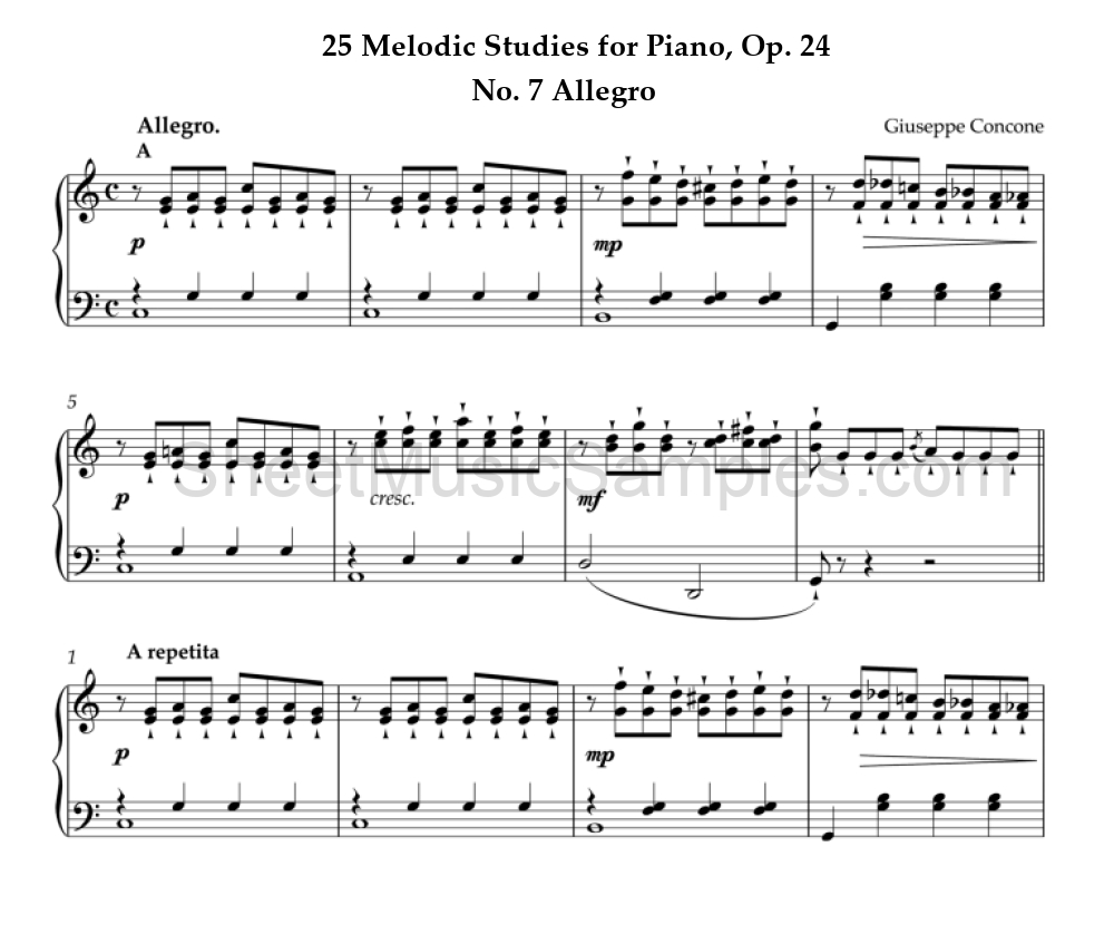 25 Melodic Studies for Piano, Op. 24 - No. 7 Allegro