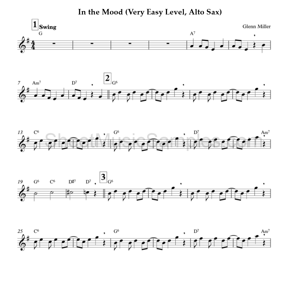 In the Mood (Very Easy Level, Alto Sax)