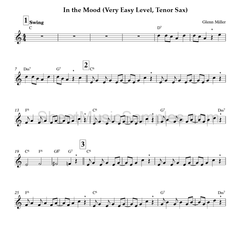 In the Mood (Very Easy Level, Tenor Sax)