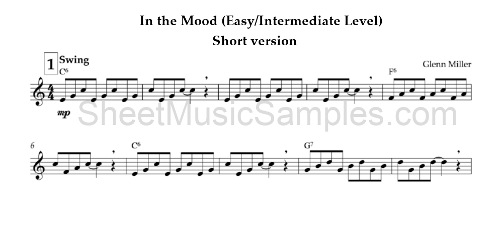 In the Mood (Easy/Intermediate Level) - Short version