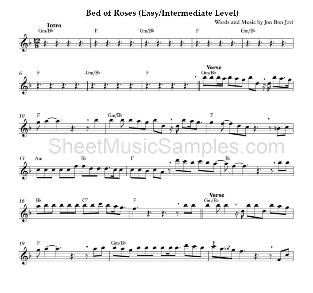 Bed of Roses (Easy/Intermediate Level)