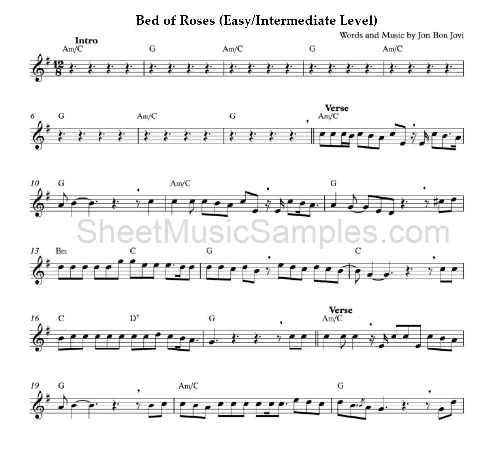 Bed of Roses (Easy/Intermediate Level)