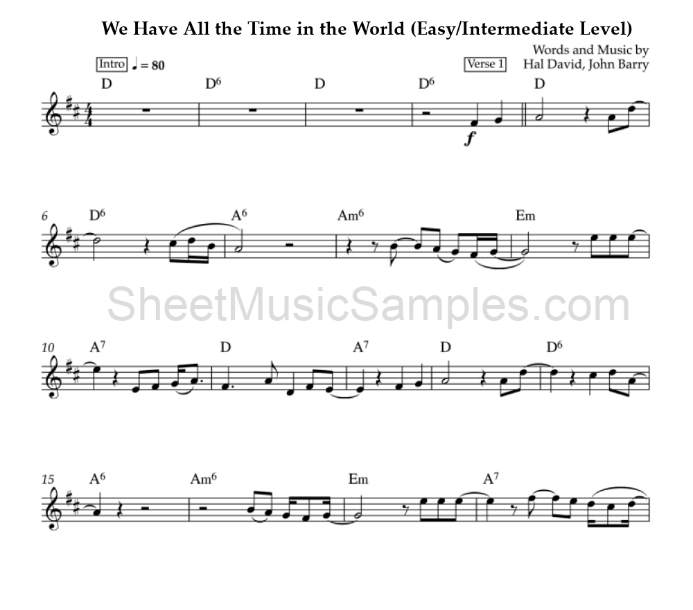 We Have All the Time in the World (Easy/Intermediate Level)