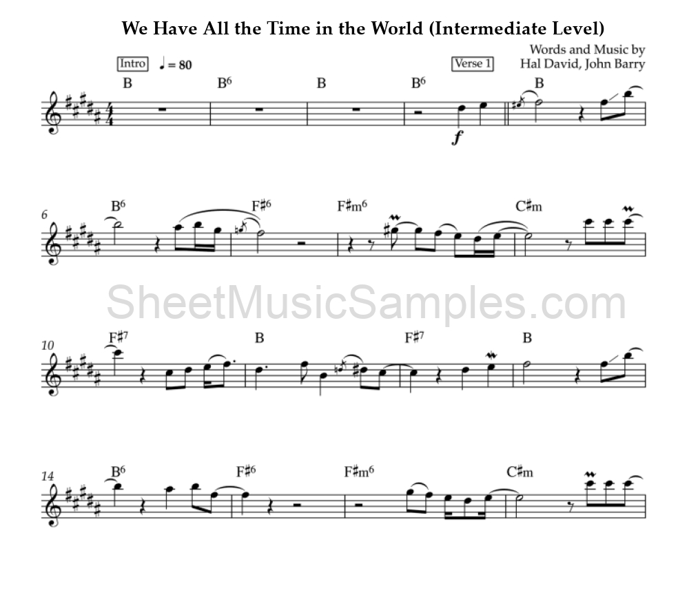 We Have All the Time in the World (Intermediate Level)