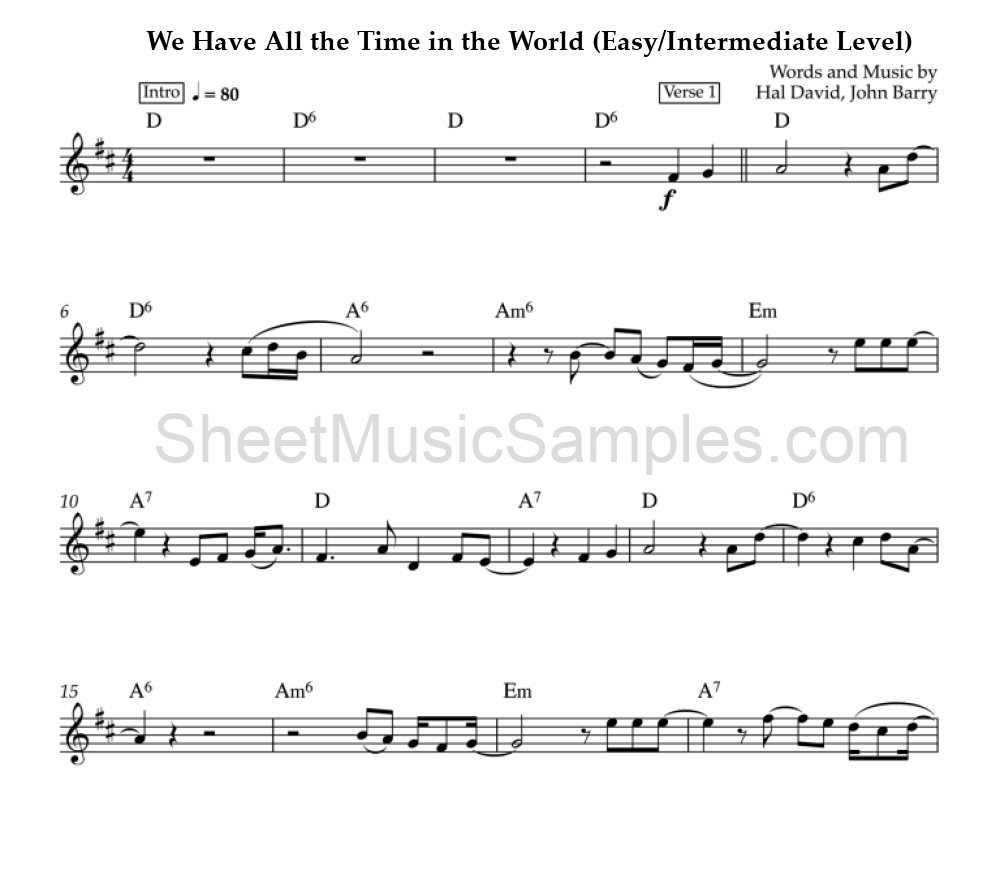 We Have All the Time in the World (Easy/Intermediate Level)