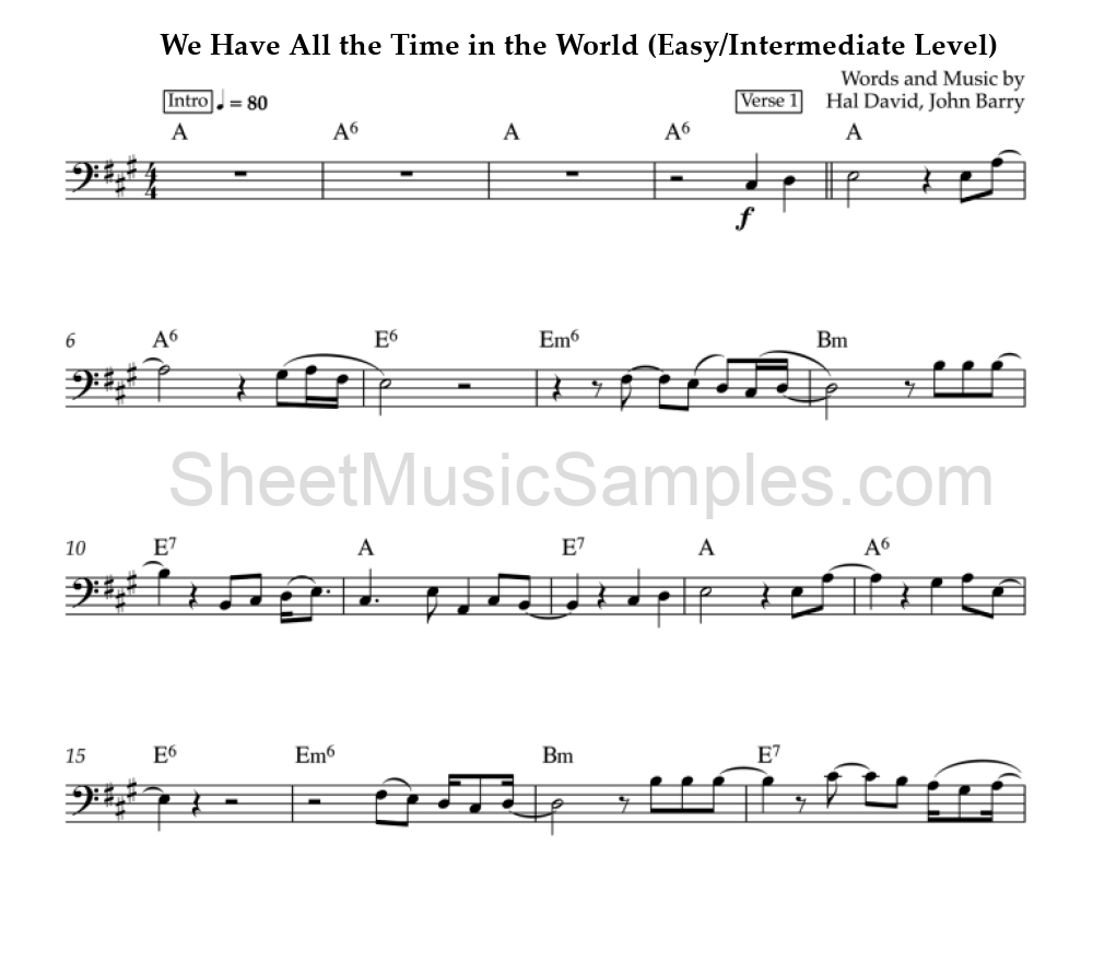 We Have All the Time in the World (Easy/Intermediate Level)