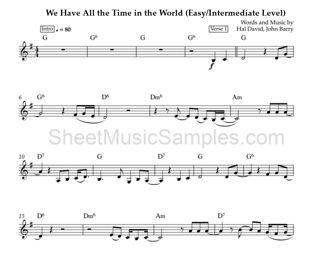 We Have All the Time in the World (Easy/Intermediate Level)