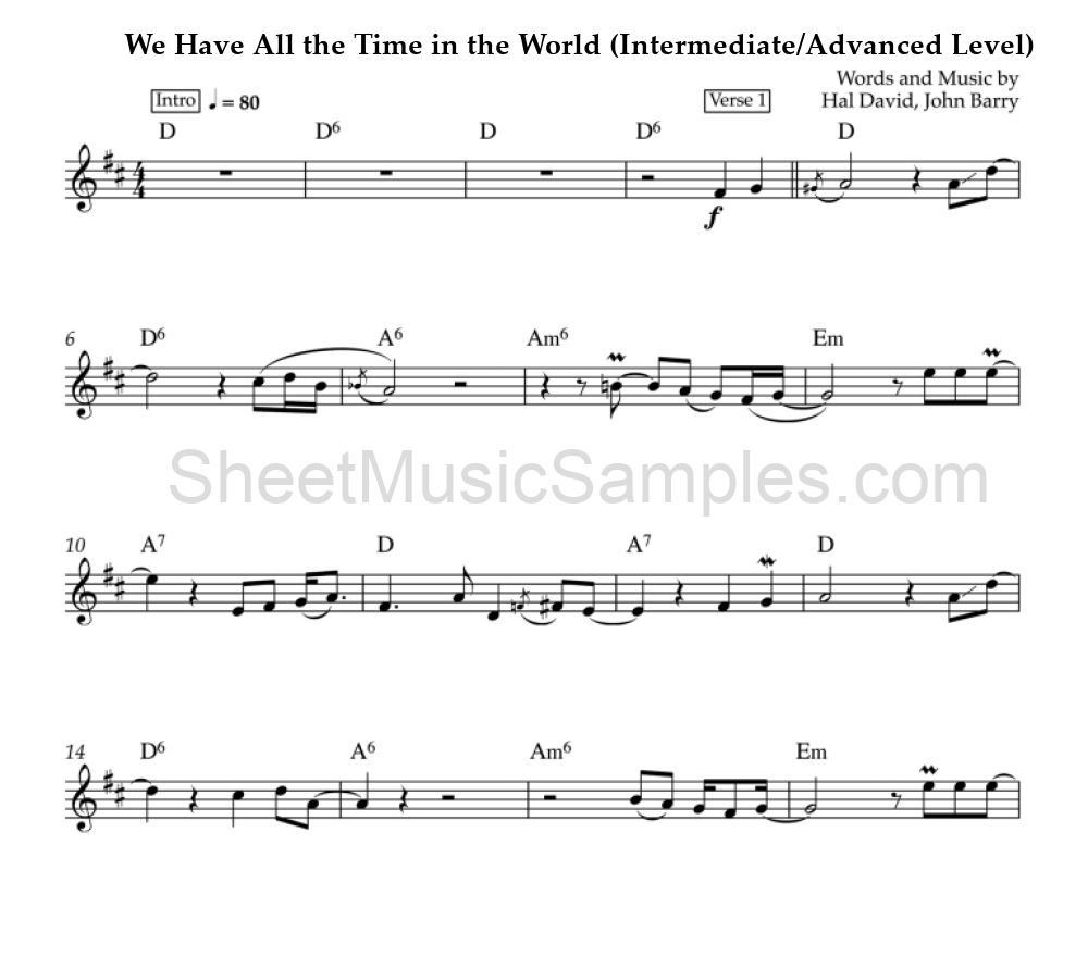 We Have All the Time in the World (Intermediate/Advanced Level)