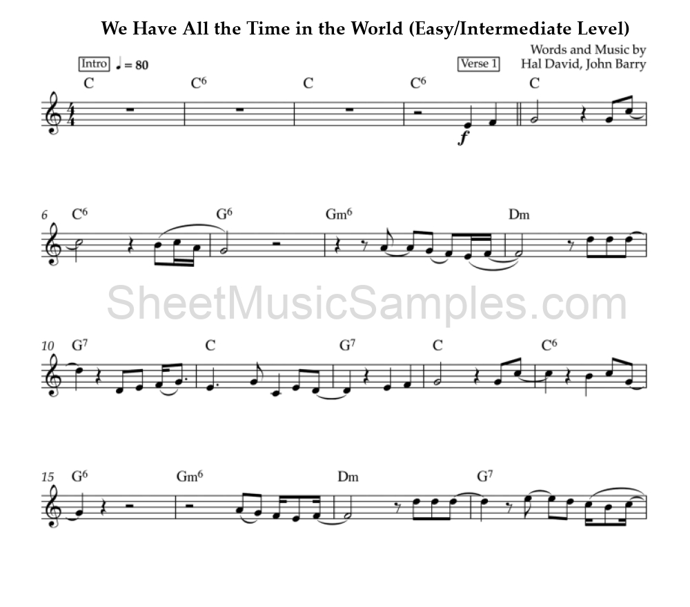 We Have All the Time in the World (Easy/Intermediate Level)