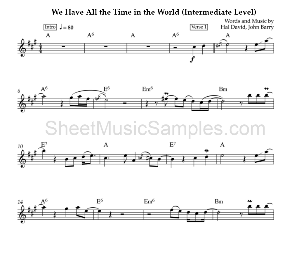 We Have All the Time in the World (Intermediate Level)