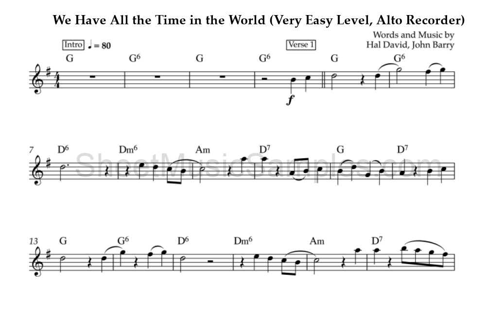 We Have All the Time in the World (Very Easy Level, Alto Recorder)