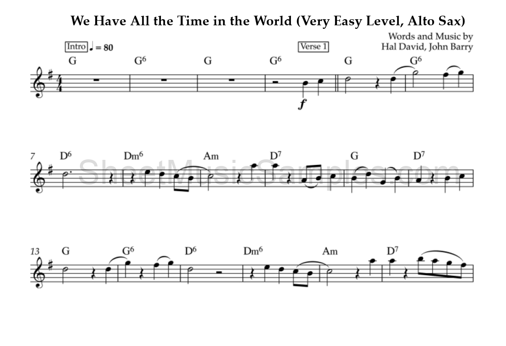 We Have All the Time in the World (Very Easy Level, Alto Sax)