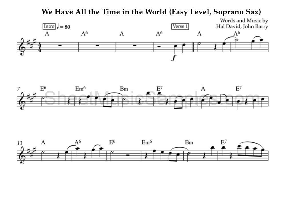 We Have All the Time in the World (Easy Level, Soprano Sax)