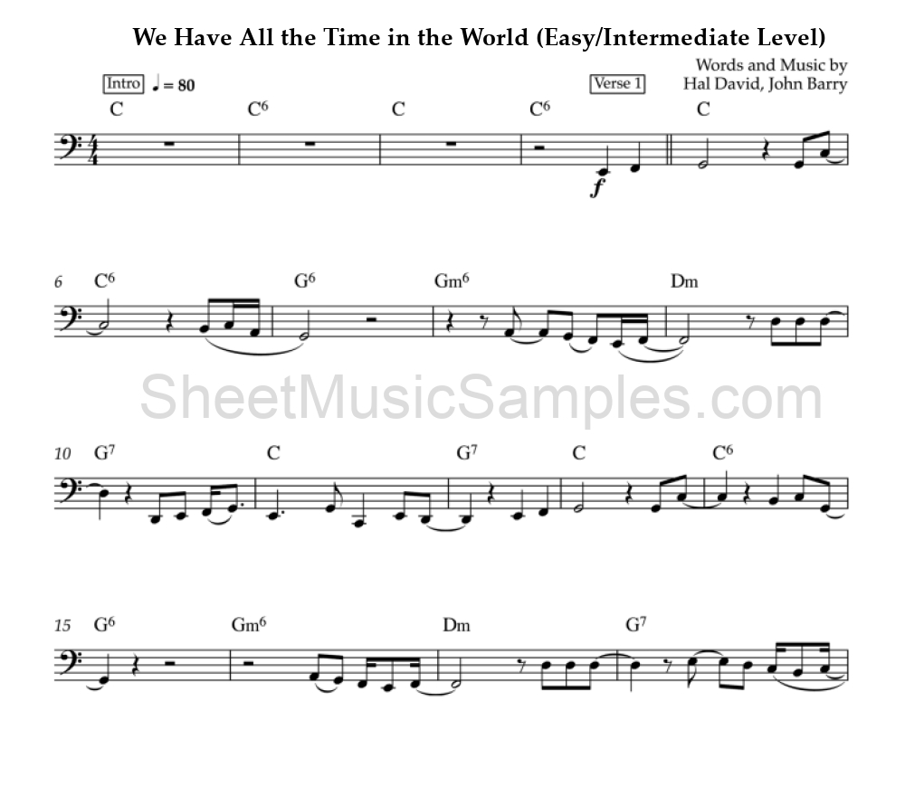 We Have All the Time in the World (Easy/Intermediate Level)