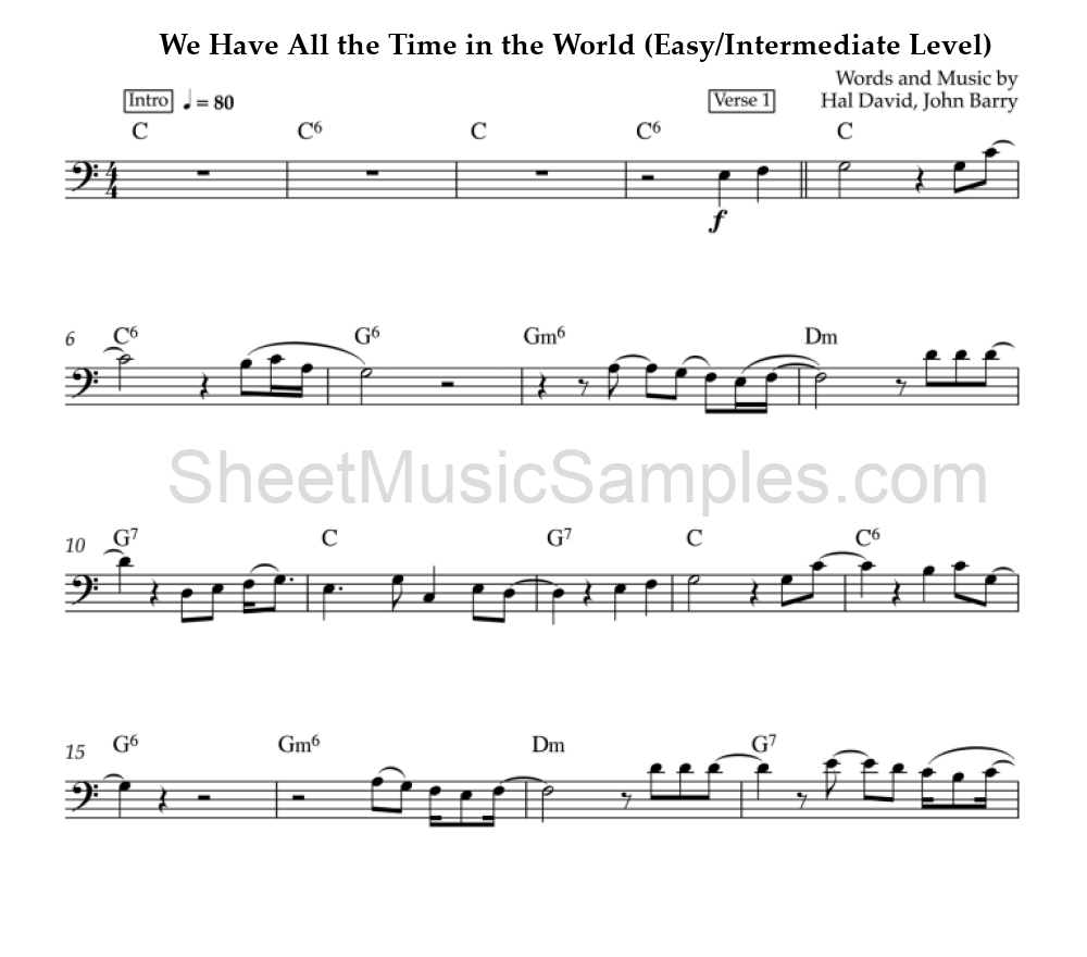 We Have All the Time in the World (Easy/Intermediate Level)