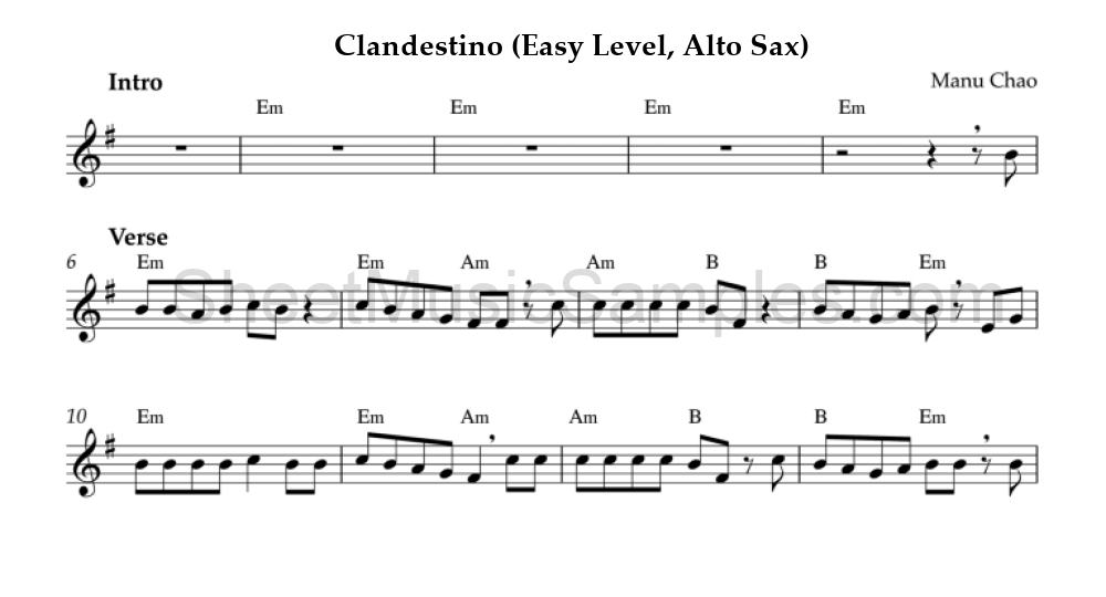 Clandestino (Easy Level, Alto Sax)