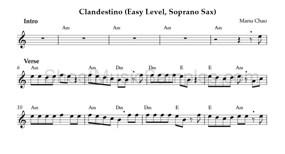 Clandestino (Easy Level, Soprano Sax)