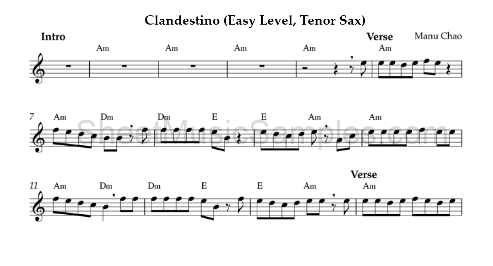 Clandestino (Easy Level, Tenor Sax)