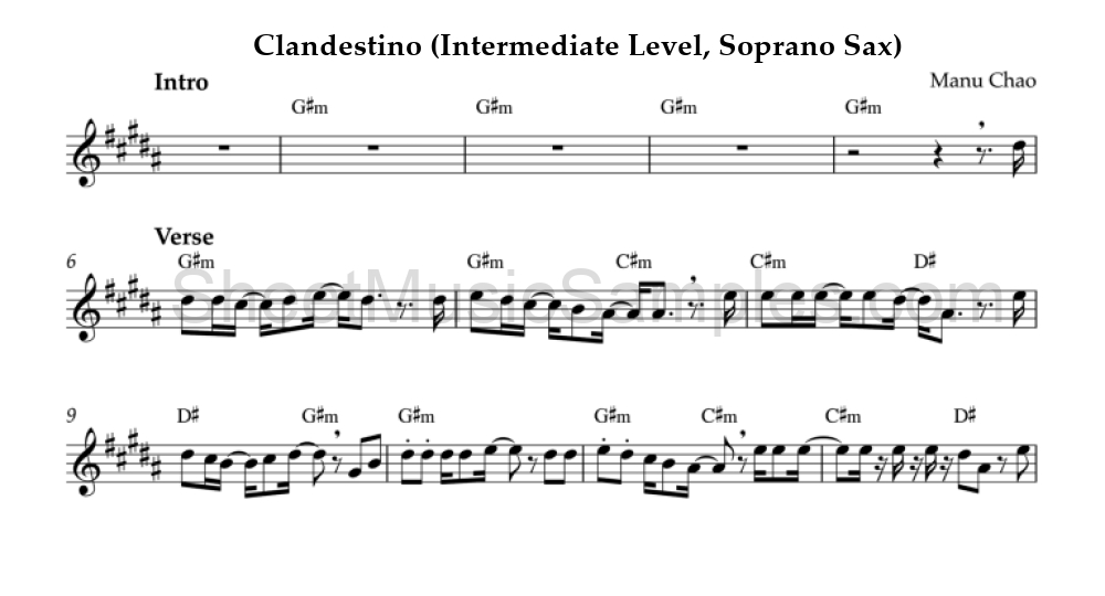 Clandestino (Intermediate Level, Soprano Sax)