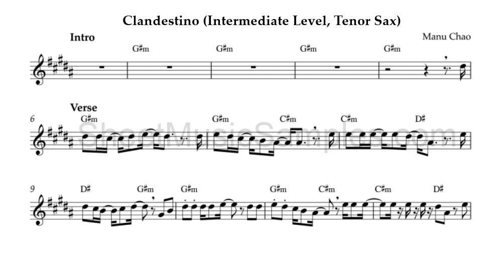 Clandestino (Intermediate Level, Tenor Sax)