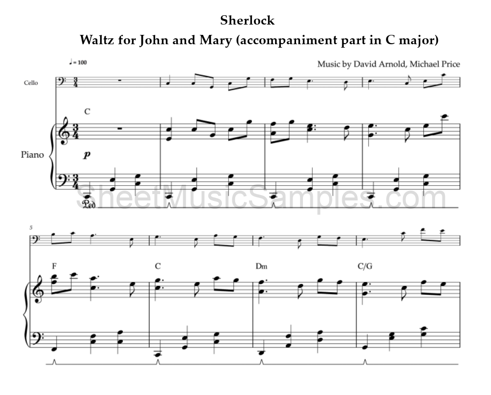 Sherlock - Waltz for John and Mary (accompaniment part in C major)