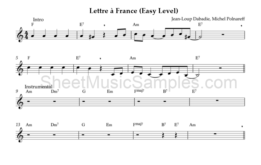 Lettre à France (Easy Level)