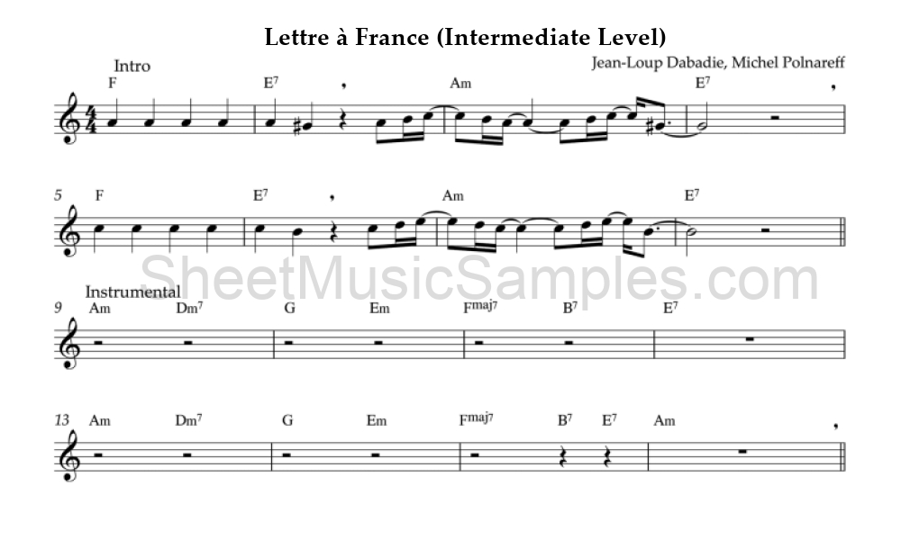 Lettre à France (Intermediate Level)