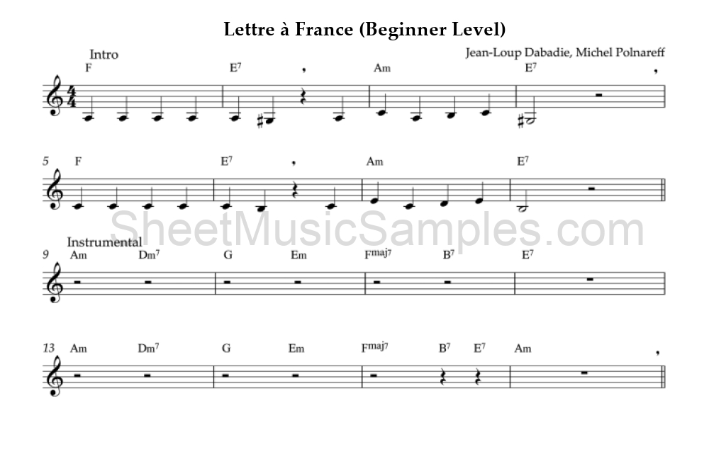 Lettre à France (Beginner Level)