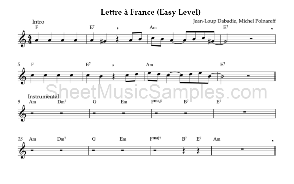 Lettre à France (Easy Level)