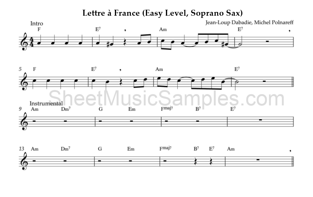 Lettre à France (Easy Level, Soprano Sax)