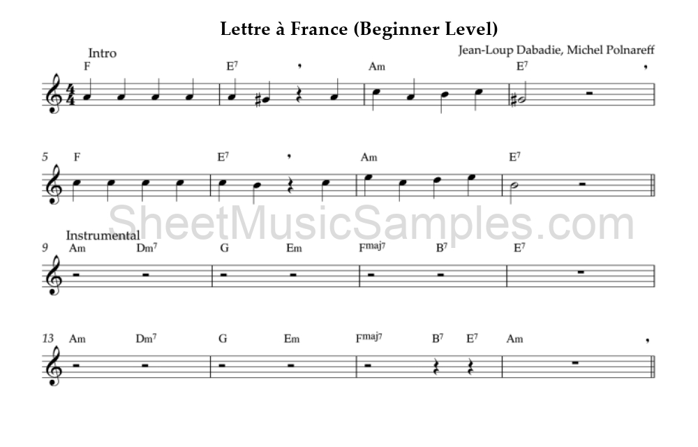 Lettre à France (Beginner Level)