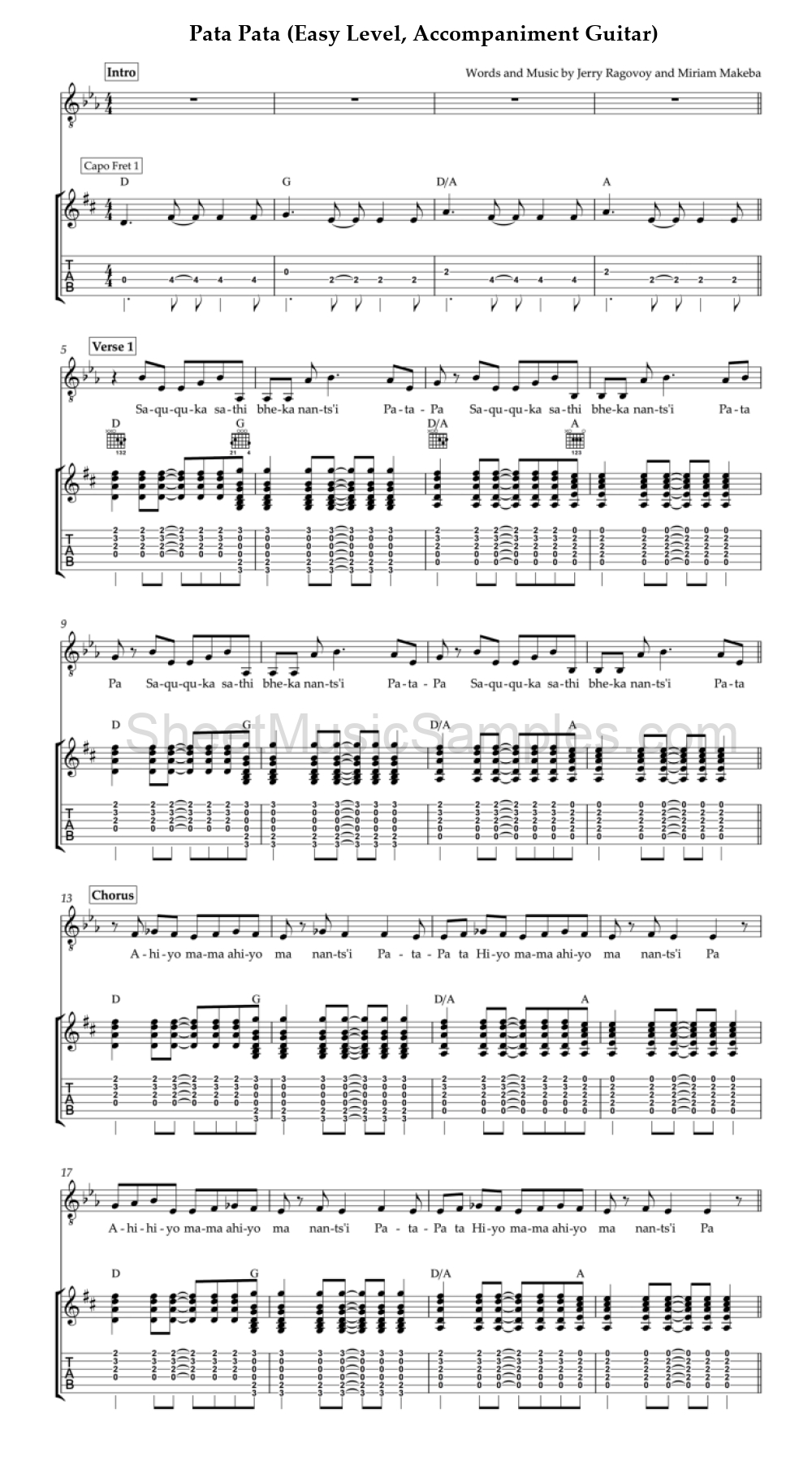 Pata Pata (Easy Level, Accompaniment Guitar)