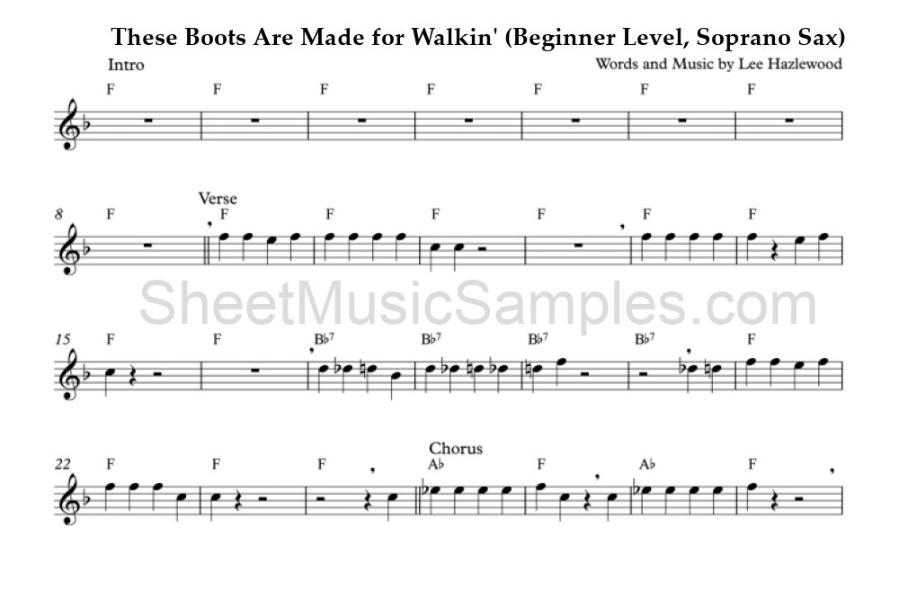 These Boots Are Made for Walkin' (Beginner Level, Soprano Sax)