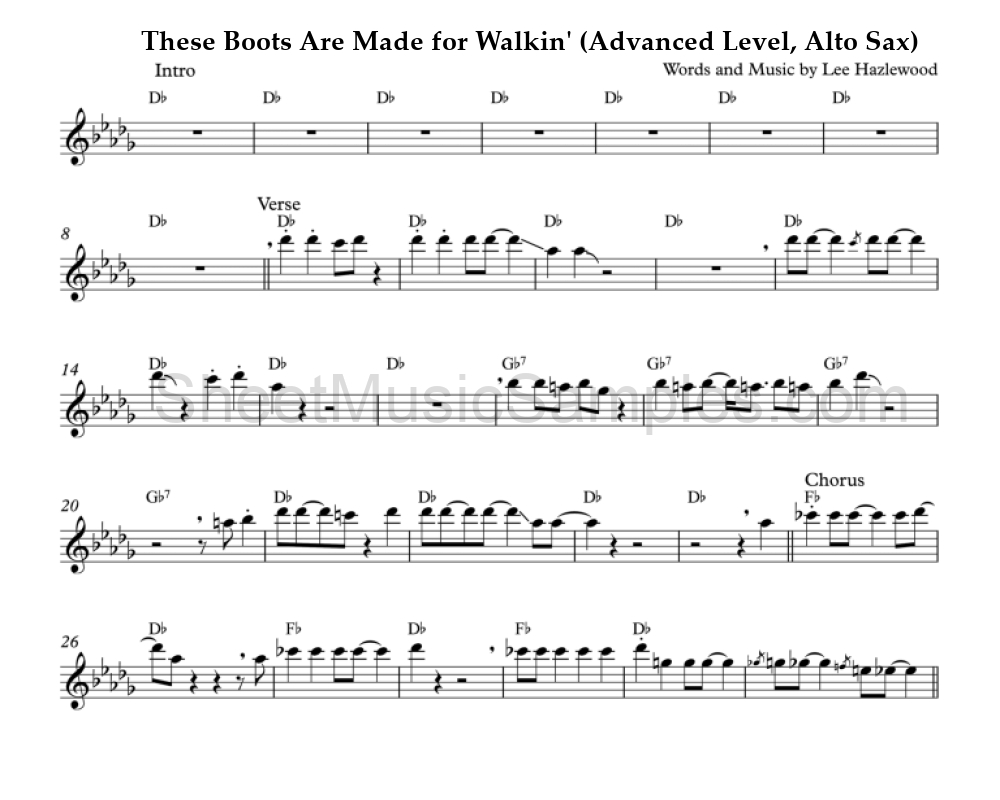 These Boots Are Made for Walkin' (Advanced Level, Alto Sax)