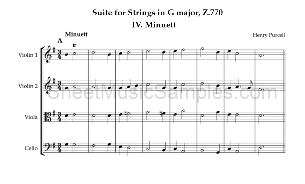 Suite for Strings in G major, Z.770 - IV. Minuett