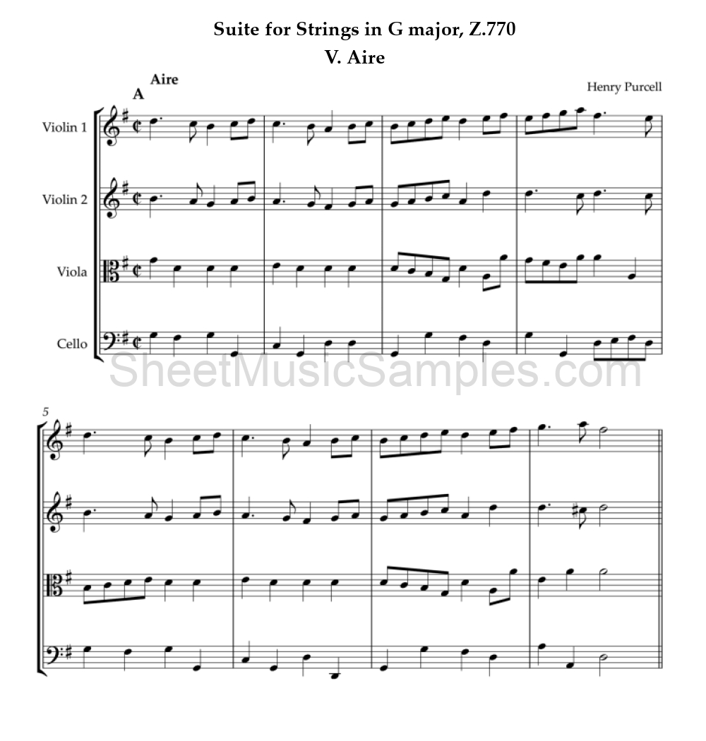 Suite for Strings in G major, Z.770 - V. Aire