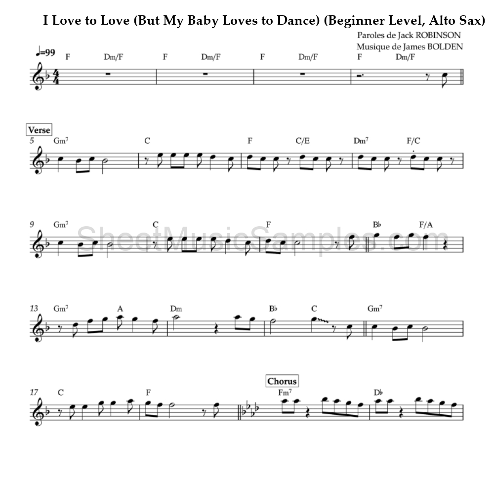 I Love to Love (But My Baby Loves to Dance) (Beginner Level, Alto Sax)