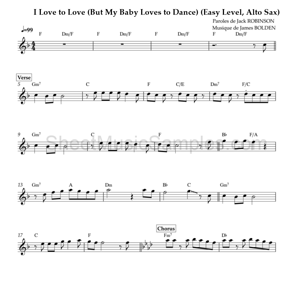 I Love to Love (But My Baby Loves to Dance) (Easy Level, Alto Sax)