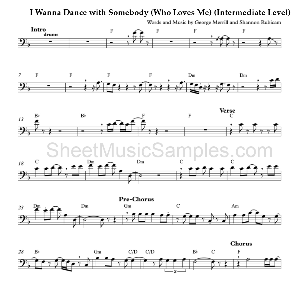 I Wanna Dance with Somebody (Who Loves Me) (Intermediate Level)