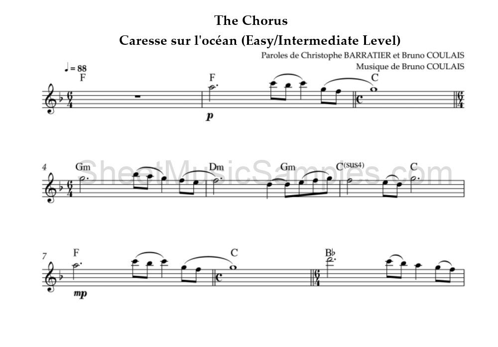 The Chorus - Caresse sur l'océan (Easy/Intermediate Level)