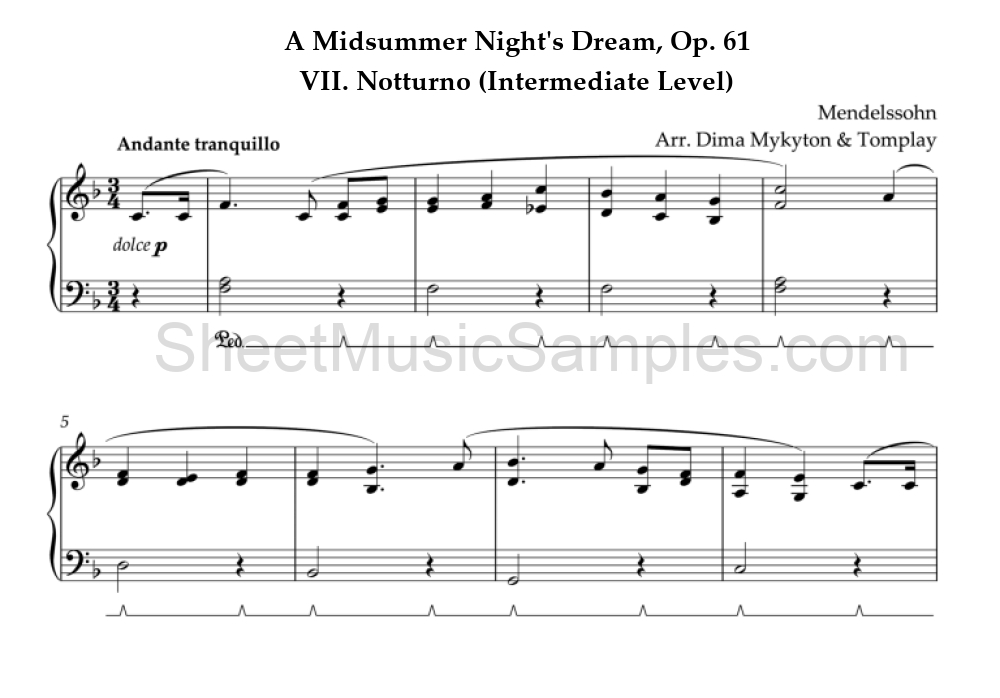 A Midsummer Night's Dream, Op. 61 - VII. Notturno (Intermediate Level)