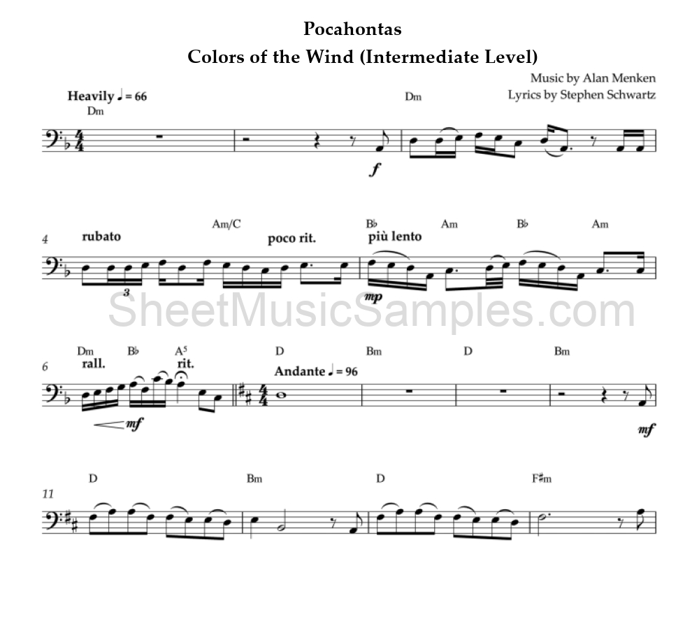 Pocahontas - Colors of the Wind (Intermediate Level)