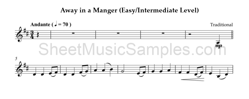 Away in a Manger (Easy/Intermediate Level)