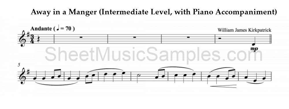 Away in a Manger (Intermediate Level, with Piano Accompaniment)