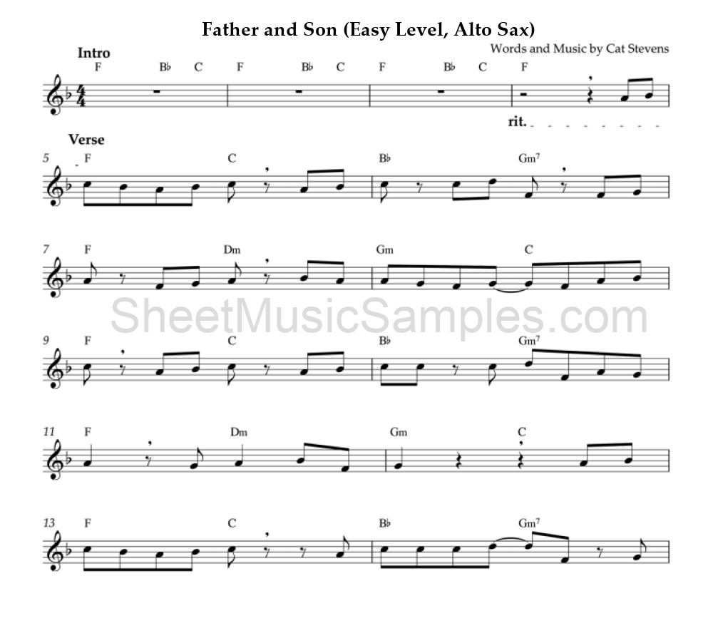 Father and Son (Easy Level, Alto Sax)