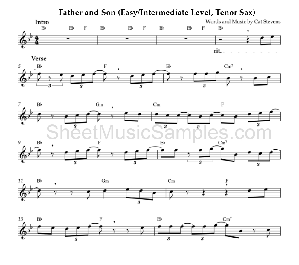 Father and Son (Easy/Intermediate Level, Tenor Sax)