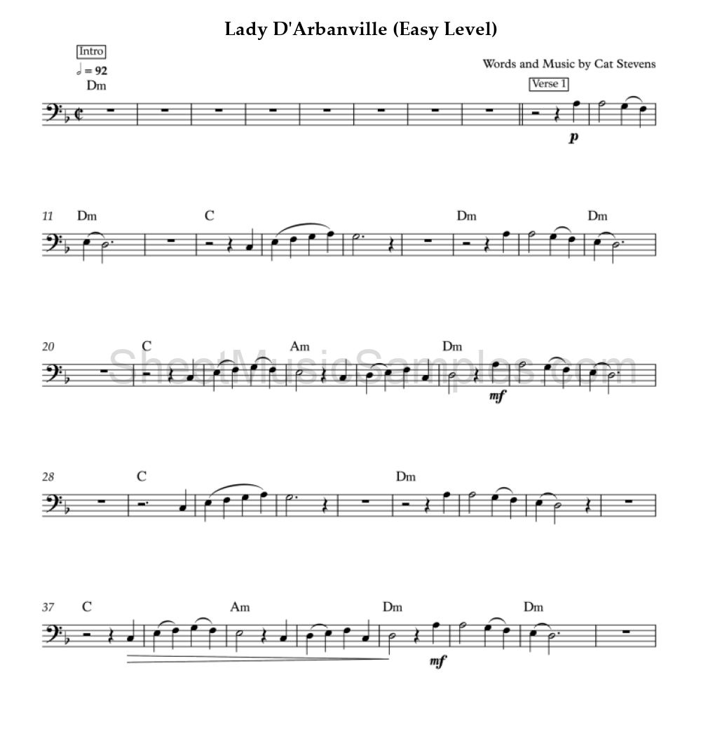 Lady D'Arbanville (Easy Level)