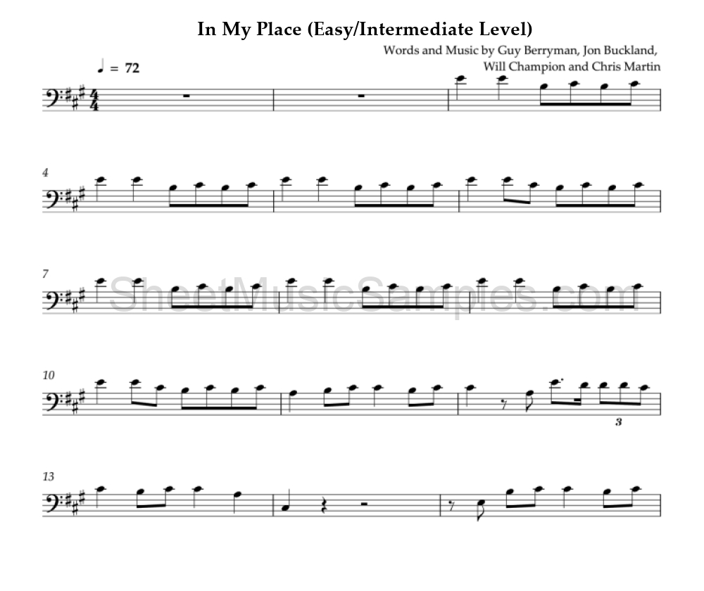 In My Place (Easy/Intermediate Level)