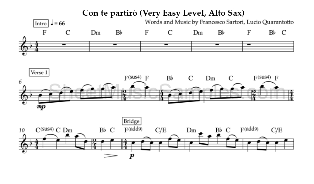 Con te partirò (Very Easy Level, Alto Sax)